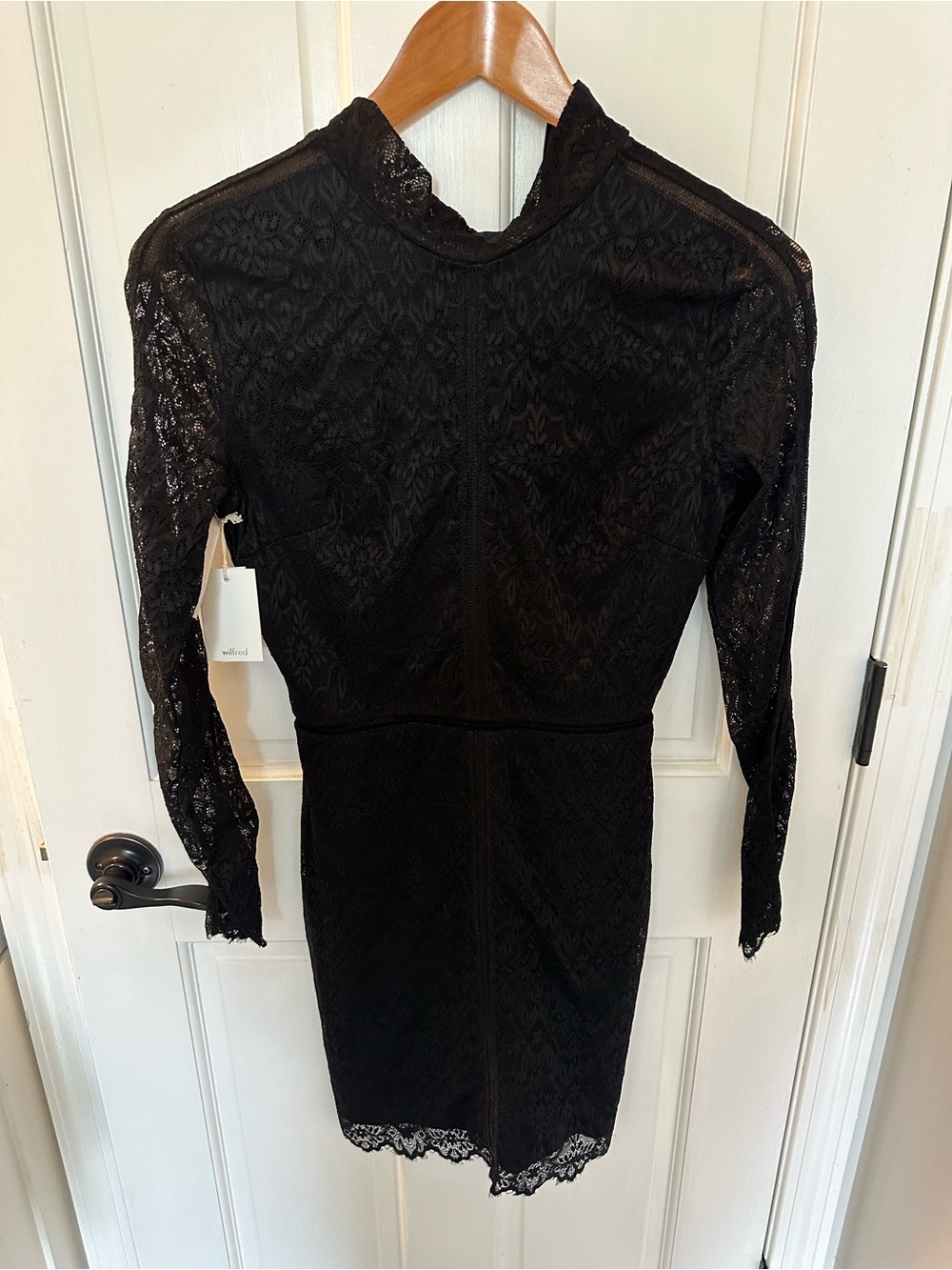 Wilfred Black Lace Long-Sleeve Mini Dress